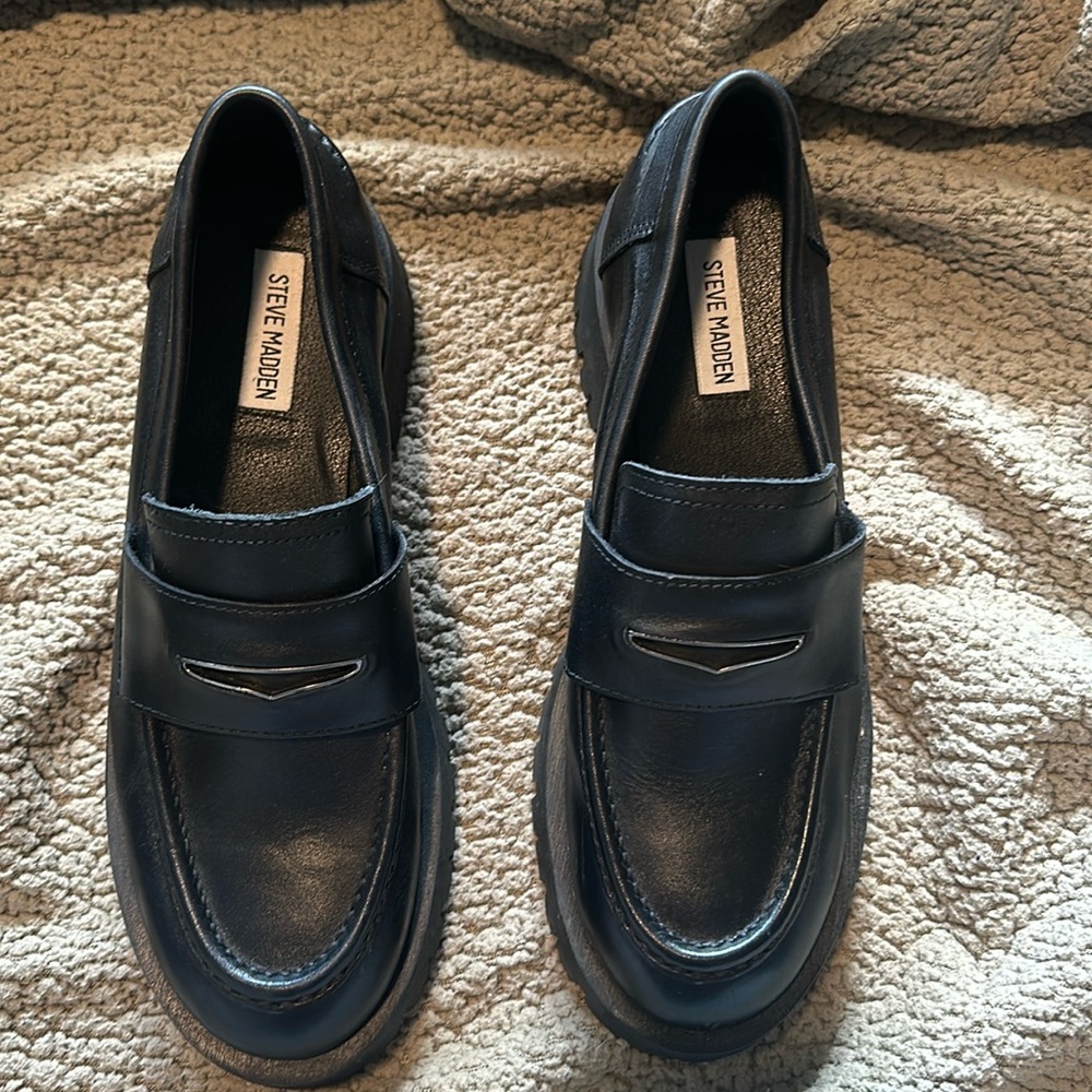 Steve Madden chunky black loafers- may have been worn only one time